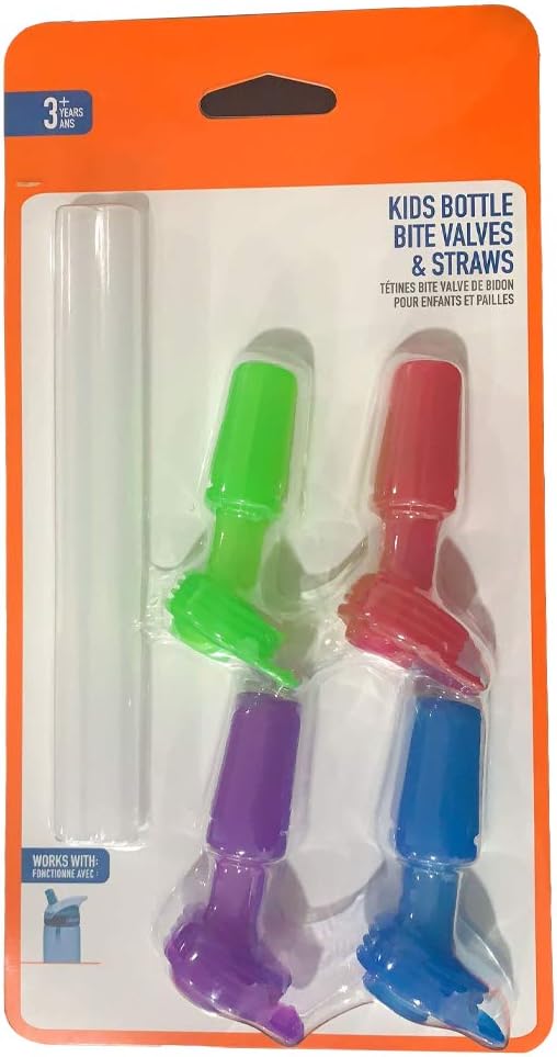 Flgoo 4 Bite Valves & 2 Straws Fit All CamelBak Eddy Kids Water Bottle