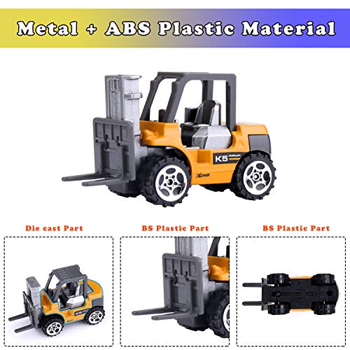 Jellydog Toy Construction Vehicles Toys ,16 Set Mini Construction Trucks,Cranes, Excavators, Bulldozers, Rollers, Cranes, Loaders, Dump Trucks with 10 Traffic Sign ,Road for Kids