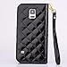 Galaxy S5 Case,Galaxy S5 Wallet Caseland Grid Pattern Bling Button Wallet Case Samsung Galaxy S5 Sling Black