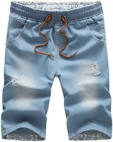 Larry Malone Men Jeans Shorts Plus Size Fashion Cotton Slim Jeans Shorts Men Sky blue M