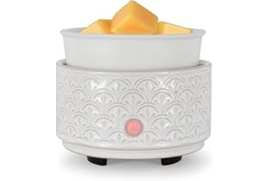 kobodon Ceramic Wax Melt Warmer - 3-in-1Electric Wax Warmer-Fragrance Candle Burner for Scented Wax Tarts and Essential Oils - Wax Melts as Gifts for Moms Grandma Women Girls（White-Gray）