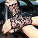 LUOEM Women Lace Fingerless Gloves Half Finger Bridal Gloves UV, Black, Size 9.4
