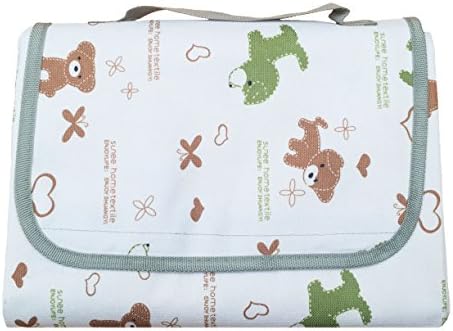 QILOVE Waterproof Flannel Outdoor Picnic Blanket Mat With Carrying Strap (White bear)