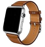 Apple Watch Band 42mm,Voken Genuine Leather iwatch Strap Replacement Band with Stainless Metal Clasp for Apple Watch Series 3/2/1 Sport and Edition (Brown, 42mm)