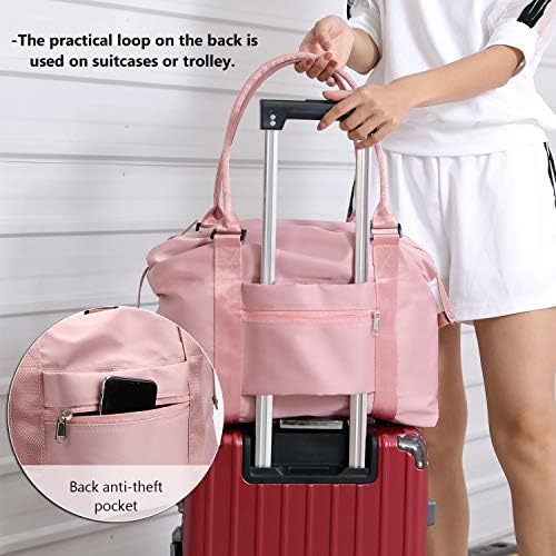 Forestfish Carry On Luggage Bag Sports Gym Bag Travel Duffel Bag, Pink 4 Forestfish Carry On Luggage Bag Sports Gym Bag Travel Duffel Bag, Pink