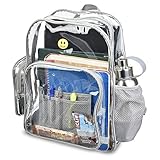Extra-Large Clear Transparent Backpack by PLANET MADE FAMILY | Built Durable Tough, Holds 20 LBS | Thick See Through PVC Outdoor School Bag | For Men, Women, Kids | 17