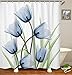 LIVILAN Blue Tulip Shower Curtain, Floral Fabric Bathroom Curtains Set with Hooks Flowers Bathroom Decor 72x72 Inches Machine Washable Decorative Creative Pattern