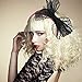 Hicarer 2 Pieces 80's Party Lace Bow Headband Hair Band 80s Costumes for Women, 2 Color