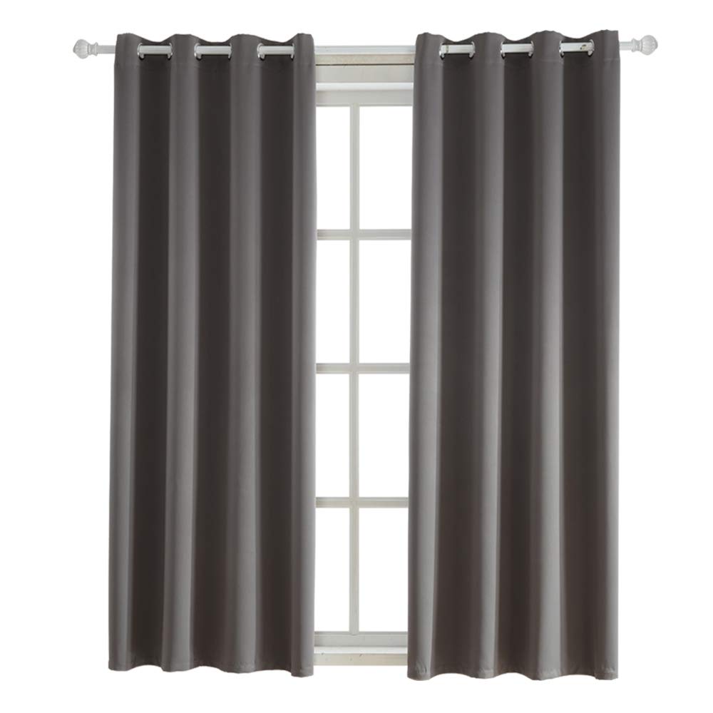 BEGOODTEX Inherent Flame Fire Retardant Blackout Curtains, Grey, 52W by 95L inch, 1 Panel for Meeting Room Kitchen