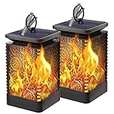 Solar Lanterns Outdoor - KeShi Hanging Solar Lights with Dancing Flames Waterproof Outdoor Lanterns Auto On/Off Lighting Dusk to Dawn 99 Bright LED for Yard Garden Patio Camping(2 Pack)