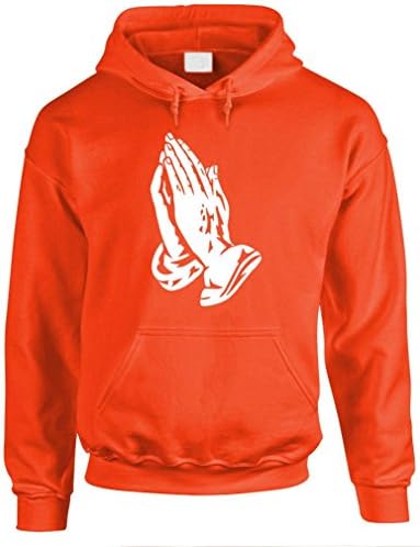 Prayer Hands Jesus Christ Christian god - Mens Pullover Hoodie, M, Orange Apparel