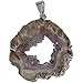 Agate Pendant Jewelry, Geode Slice, a Unique Polished Natural Stone from Brazil, with a Center of Druzy Crystals, Medium Size Between 1 1/4