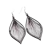 Elogoog Women's Girls Elegant Jewellery Bohemia Ethnic Ellipse Dangle Stud Earrings Eardrop (Black)