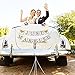 Just Married Banner Sign - Wedding Bridal Shower Bachelorette Party Decorations - Wedding Car Decorations - NO DIY Required