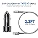 Car Charger 36W Fast Charging, JSAUX All Metal Dual USB QC 3.0 Cigarette Lighter Adapter with USB-C Cable[3.3ft] Compatible with Samsung Galaxy S10/S9/S8 Plus, Note 9/8, iPhone 7/8 Plus/X/XR/XS-Black