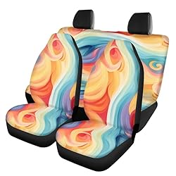 Semiouray Tie-Dye Rainbow Print Luxurous 3 Pcs Car
