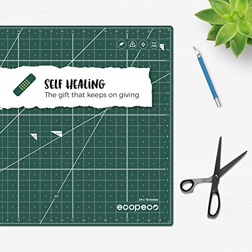 Ecopeco 18x24 Inch Green 5Ply Double Sided NonToxic Cutting Mat for