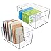 mDesign Plastic Storage Bin with Handles for Office, Desk, Book Shelf, Filing Cabinet - Organizer for Sticky Notes, Pens, Notepads, Pencils, Supplies - 12
