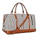 BAOSHA HB-14 Canvas Travel Tote Duffel Bag Carry on Weekender Overnight Bag Oversized for Women and Ladies (Black Strips) 21.3''*13''*9.4''