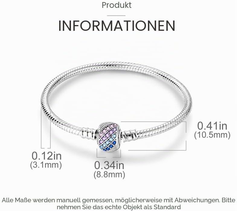Damen Armband 925 Sterling Silber, Armbänder mit Herz Verschluss Moments Schlangen Gliederarmband Armkette Valentinstag Muttertag Geburtstags Weihnachten Geschenk für Frauen Freundin Mama
