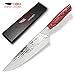 KBK Kitchen Cooking Chef Knife 8 Inch Hammer Finished Blade Full Tang Red Pakka Wood Handle High Carbon Japanese Stainless 58HRC Super Sharp Edged