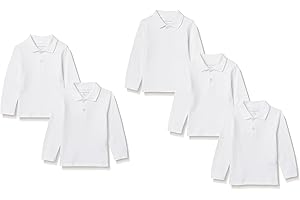 �鶹�� Essentials Boys' 2-Pack Long-Sleeve Pique Polo Shirt