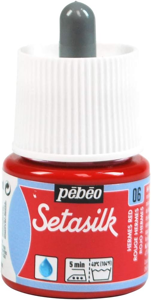 Pébéo - Setasilk Hermes Red 45 ml Bottle - Silk paint - 45 ml Pipette cap bottle - Hermes Red, 45 ml (Pack of 1)