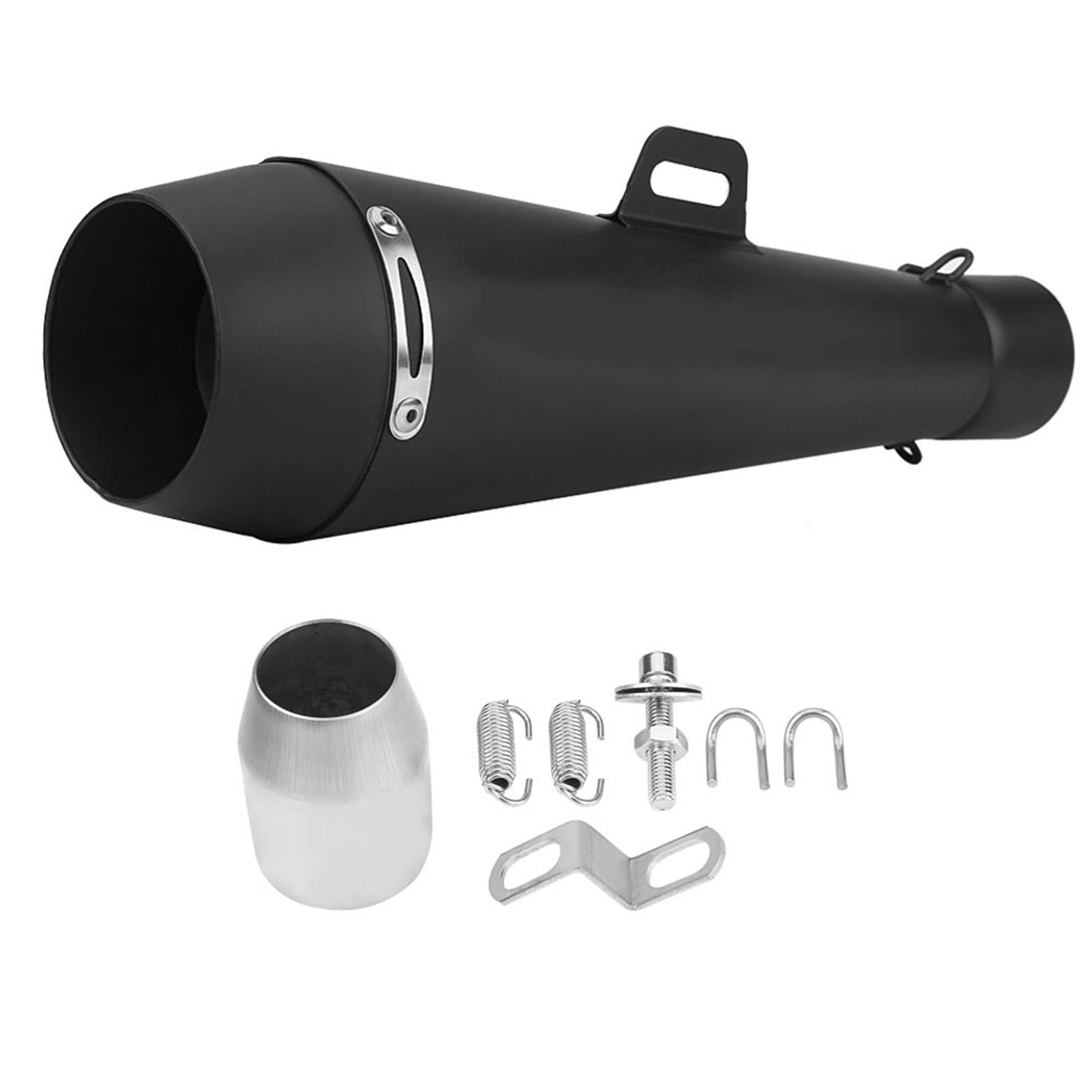 Qiilu Motor Exhaust Silencer Motorcycle Exhaust Silencer Muffler Pipe for CBR1000 R6 Universal Motorcycle ATV Scooter 35-51mm Diameter Stainless Steel Black