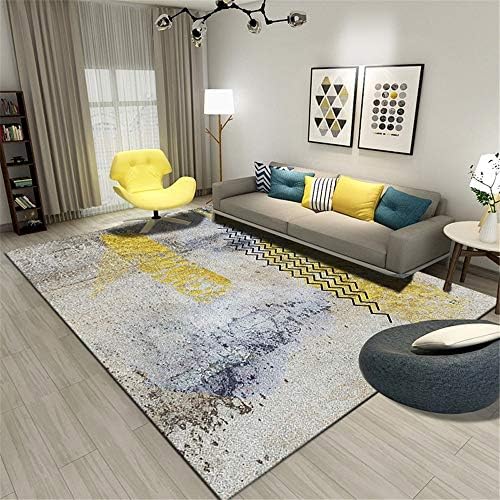 Area Rug Modern Soft Touch Shaggy Yellow Wave 7MM Thickness for Living Room Bedroom for Relaxing Reading Baby Pet,160x230CM