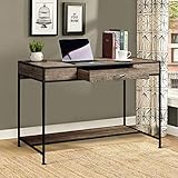 Aingoo Large Writing Desk with Drawer 43x22 Rustic Computer Desk Slim Metal MDF Wood Grain Workstation for Brown Farmhouse
