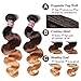 UNice Hair 8a Grade Ombre Body Wave Hair 3 Bundles with 4x4 Free Part Lace Closure, Brazilian Remy Hair Body Wave Weave, 100% Human Hair Extensions 3 Tone 1b 4 27 Color (16 18 20+14Closure)