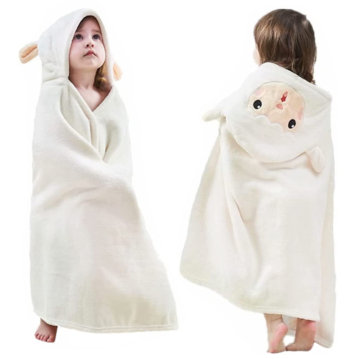 Fayscingo Baby Hooded Bath Towel Swaddle Blanket Extra Large Infant Toddler Soft Warm Absorbent Swimming Shower Poncho Towel for Boys and Girls