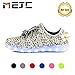 -MEJC- Unisex LED shoes Light up Knit Fashion Sneaker (US 5Y | Women 6 | EU 36, White)