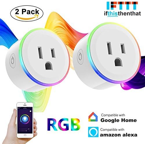 TNAIVE Smart Plug Mini Outlet Wifi Wireless Outlet Remote Socket Outlet With RGB LED Light, Remote Control by Smart Phone Compatible with Amazon Alexa Google Home IFTTT, Echo Accessories