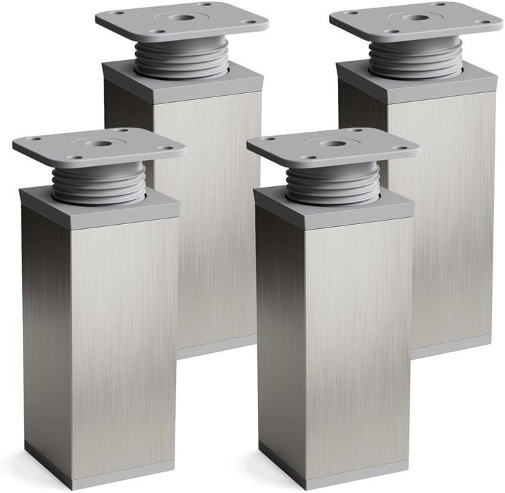 sossai® MFV1 designer furniture feet, height adjustable, set of 4, square profile: 40 x 40 mm, colour: stainless steel