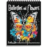SOUTHERN LOTUS Butterflies And Flowers Spiral Coloring Book, Wirebound Hardcovers Floral Design, Aesthetic Butterfly Relaxing For Adults Relieve Stress Mindfulness