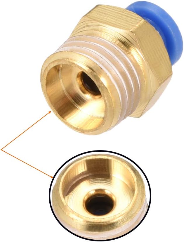 sourcing map Straight Pneumatic Push to Quick Connect Fittings G1/4 Male x 4mm Tube OD 8pcs, Gold, G1/4 x 4mm - Image 5