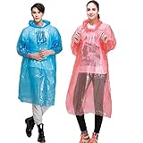 Rongbo Emergency Disposable Rain Ponchos with Hood,6 or 12 Pack Lightweight Portable Rain Gear/Raincoat,Family Combo Rain Ponchos for Kids Teens Adult,Assorted Colors (6Pack)