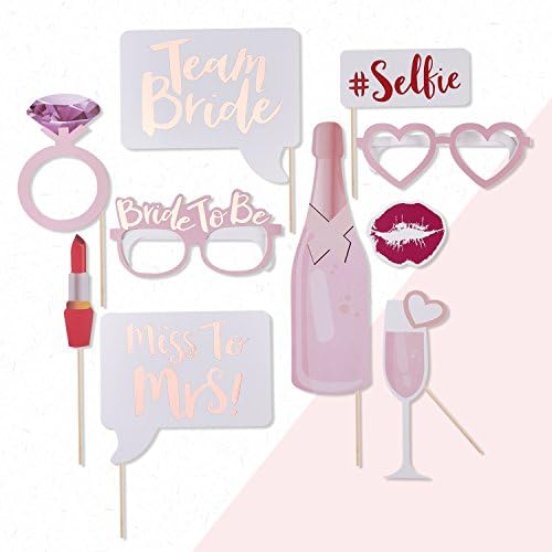 LinkBro Bachelorette party Photo Booth Props [10 Pieces] for Hen Party Supplies, Team Bride Bride To Be Wedding Party Girls Night Out Kit, Bach Celebrations Bach Bash