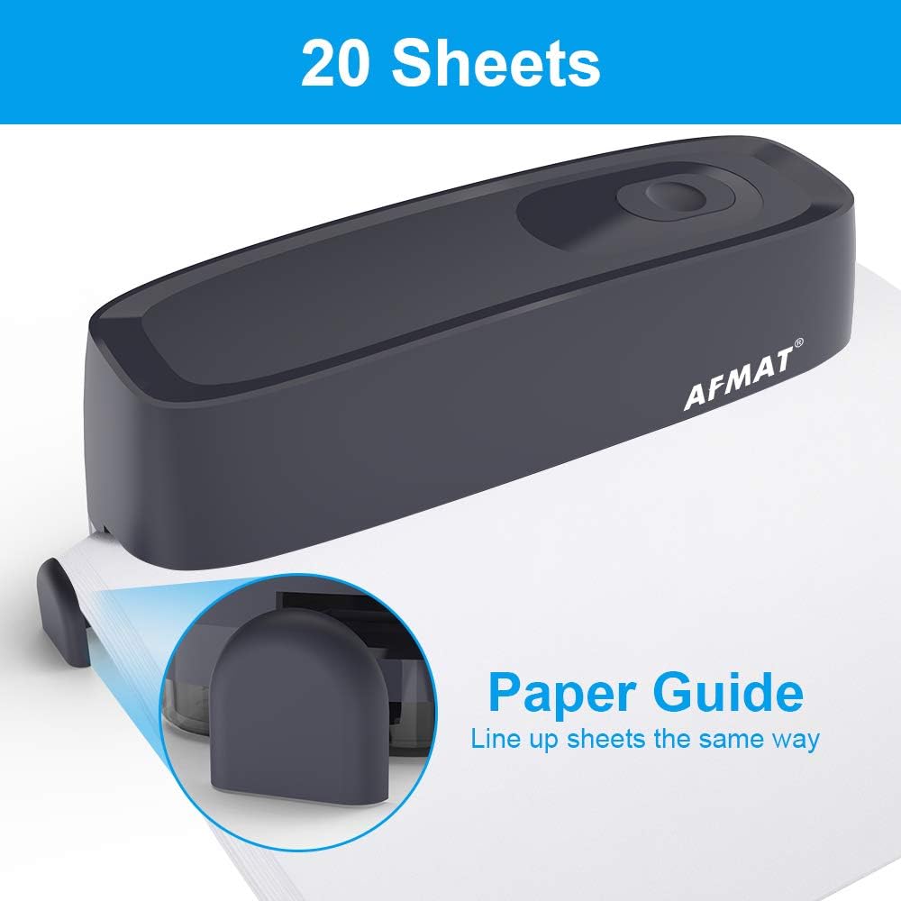 3 Hole Puncher for Paper, AFMAT Electric Hole Punch 3 Ring, 20-Sheet Paper Punch, AC or Battery Operated 3 Hole Puncher, Effortless Punching, Long Lasting Paper Punch for Office School Studio, Gray: Home Improvement