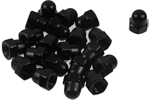 Coshar 20pcs 1/4-20 Acorn Nut Cap Nuts Hex Fasteners 304 Stainless Steel Acorn Cap Screws (Black)