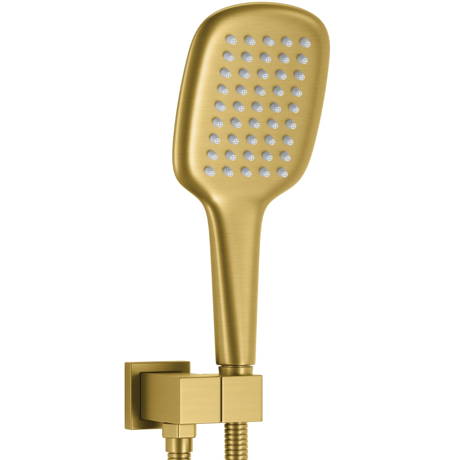 Photo 1 of HONGTONGSOWER Brushed Gold Shower Head Sprayer with 59 Inch Hose And Bracket Wall Mount Handheld Showerheads SUS304 Stainless Steel Handheld Shower Wand Single Function Shower Set