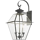 Livex 2381-61 Transitional Three Light Outdoor Wall Lantern from Westover Collection in Bronze/Dark Finish, Charcoal