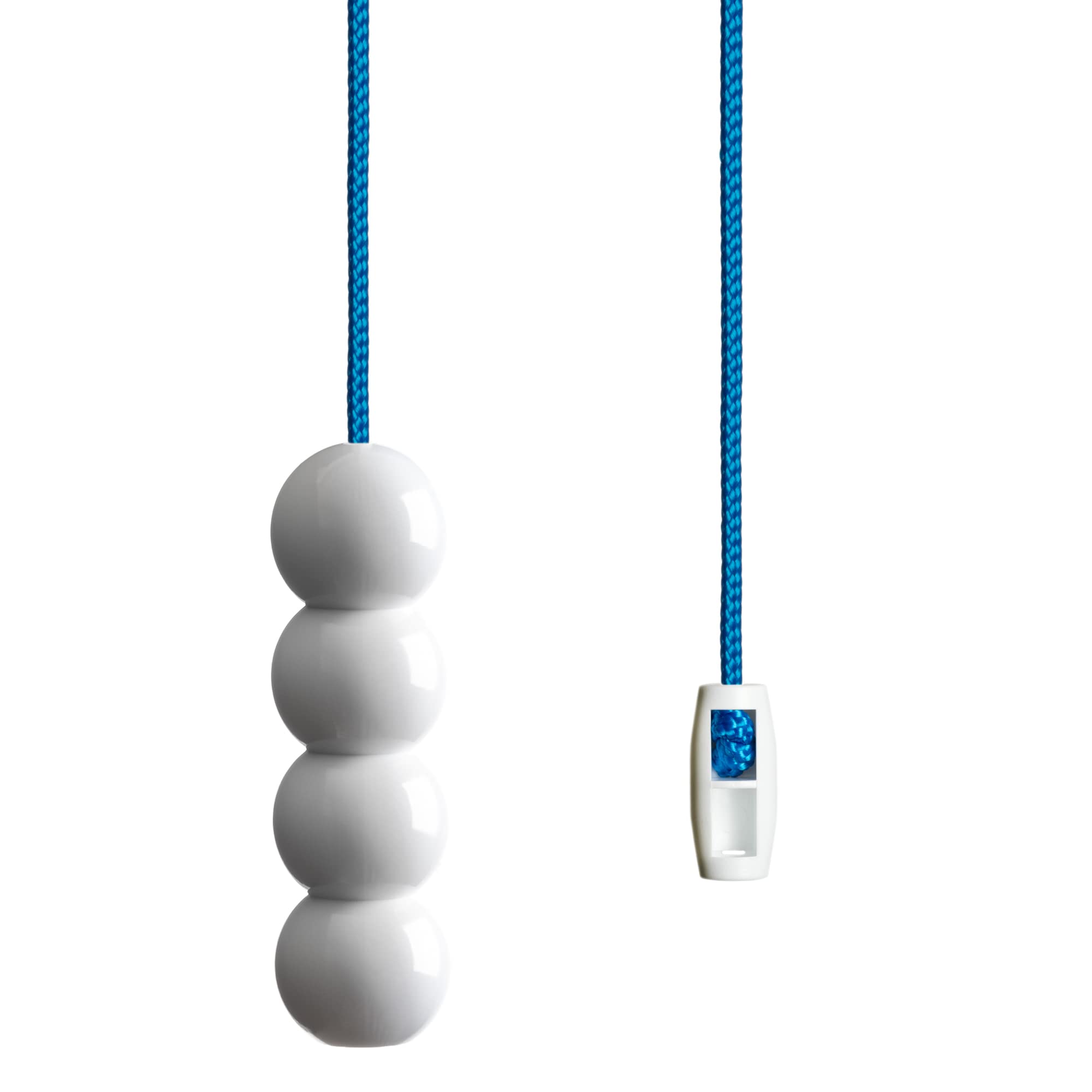 Light Pull Cord String with a Bead Style Ice White Handle, Choice of Bright and Fun Cord Colours. (Electric Blue)