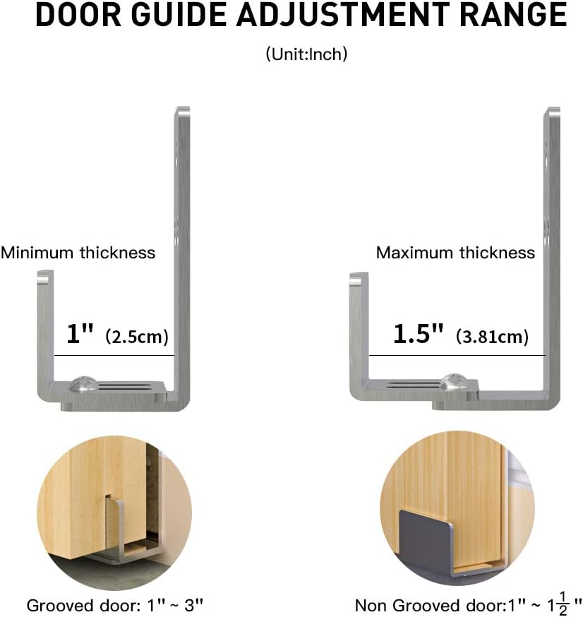 Heavy Duty Floor Guide Stainless Steel Sliding Barn Door Bottom Guide Wall Mounted Hardware, Silver, 6.8 cm - Image 3