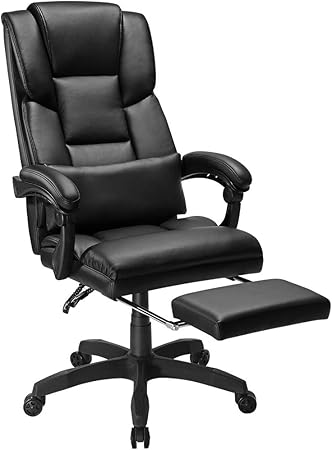 Langria Fauteuil De Bureau Ergonomique Avec Soutien Lombaire Chaise Gamer Deluxe En Faux Cuir Siege Confortable Avec Dossier Haut Repose Tete Accoudoirs Et Repose Pieds Pliable Et Reglables Noir Amazon Fr Cuisine Maison
