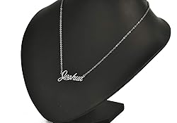 Stainless Steel Joshua Script Initial Name Necklace