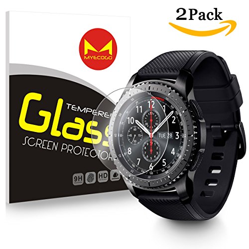 Samsung Gear S3 classic/Gear S3 Frontier Watch Tempered Glass Screen Protector, MYECOGO [2 Pack] Tempered Glass Film Anti-Scratch High Definition Shield(Classic smartwatch S3 Screen Protector )