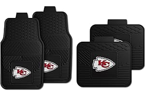 Fanmats Kansas City Chiefs Set of 4 Car Mats for Cars, SUV, Pickups - All Weather Technology Protection, Deep Reservoir Design, Universal Fit - 3D NFL Team Logo - 29”x17” Front - 14” x 17” Rear Mat