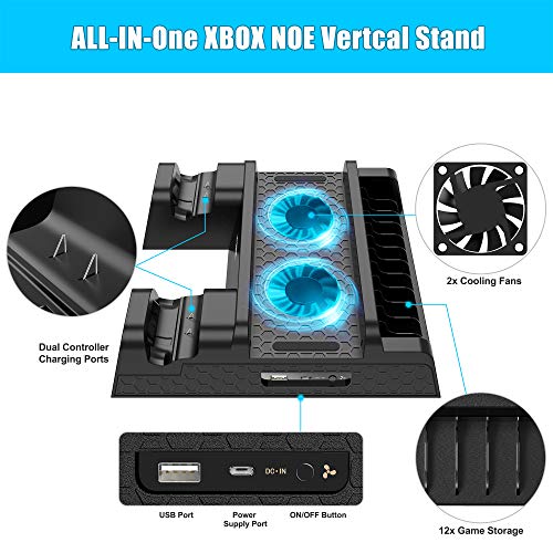 KINGTOP Vertical Cooling Stand Compatible with Xbox One/S/X, Dual Controller Charging Docking Station for Xbox One… - Image 3